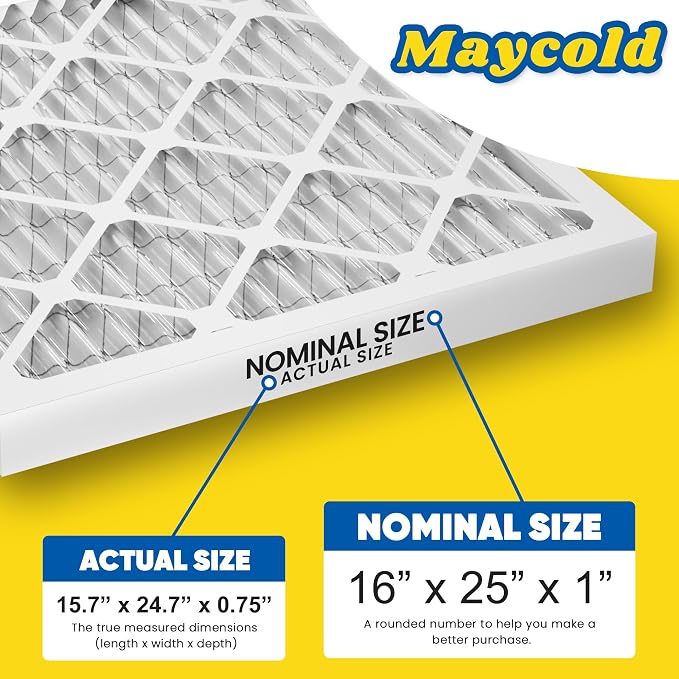 Maycold MERV 8 16x25x1 Furnace Air Filters, Pleated HVAC AC Filters, - Image 3