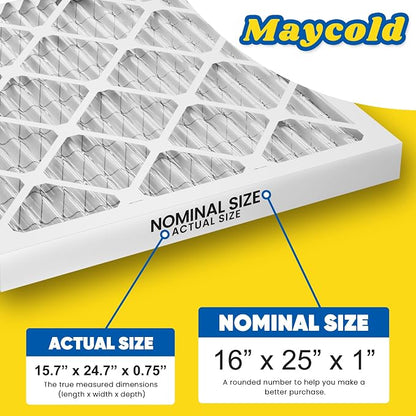 Maycold MERV 8 16x25x1 Furnace Air Filters, Pleated HVAC AC Filters, - Image 3
