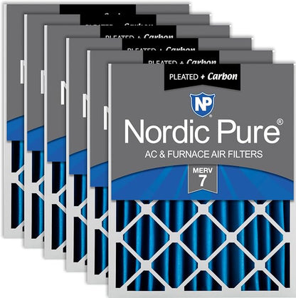 Nordic Pure 20x25x4 Pleated Air Filters MERV 7 Plus Carbon 6 Pack by NordicPure