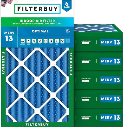 Filterbuy 20x30x4 Air Filter MERV 13 Optimal Smoke & Allergy Defense, by Filterbuy