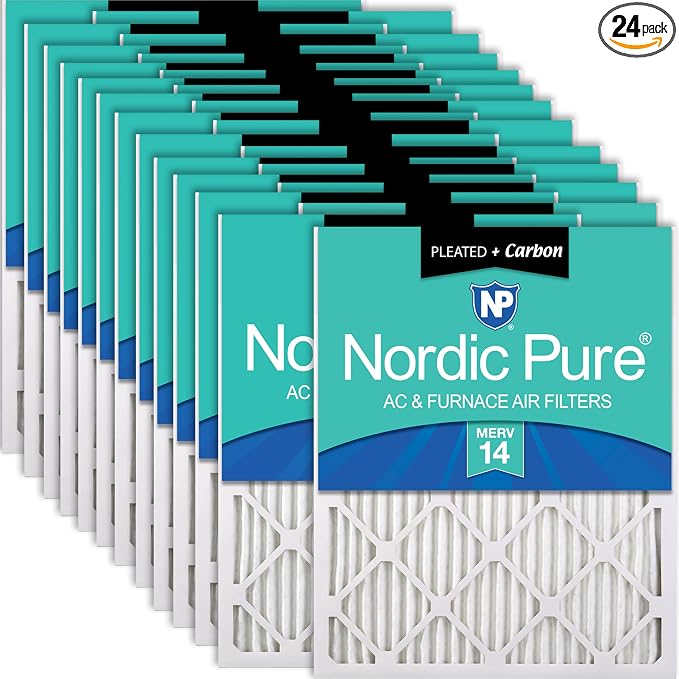 Nordic Pure 18x18x1 Pleated Air Filters MERV 14 Plus Carbon 24 Pack by NordicPure