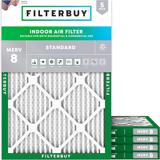 Filterbuy 14x20x1 Air Filter MERV 8 Essential Dust & Allergy Defense, by Filterbuy
