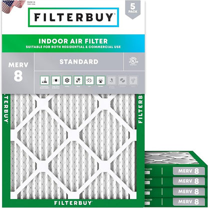 Filterbuy 24x30x1 Air Filter MERV 8 Essential Dust & Allergy Defense, by Filterbuy