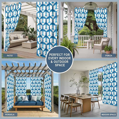Outdoor Curtains for Patio Waterproof Weatherproof Blue Aircraft Porch Curtains - Image 7