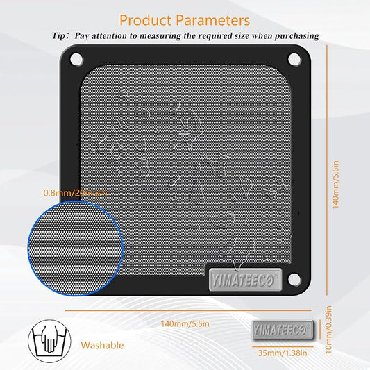 140mm PC Dust Filter for Computer Cooler Fan/PSU/Routers PVC 50 Mesh, Magnetic - Image 2