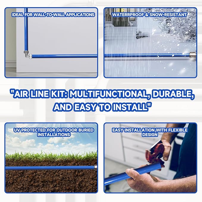 Compressed Air Line Kit, 3/4" x 50‘&120’&200‘&300‘ HDPE-Aluminum-HDPE Piping - Image 7