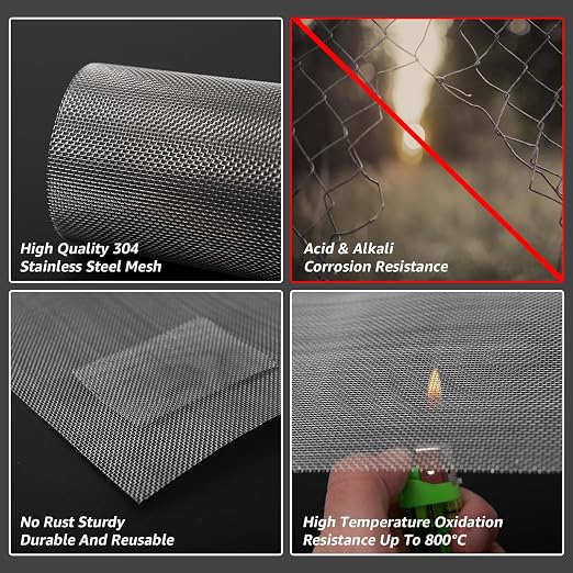 2 Pack 14"x11" Wire Mesh, 5 Mesh Crimped Stainless Steel Mesh, Never Rust - Image 4