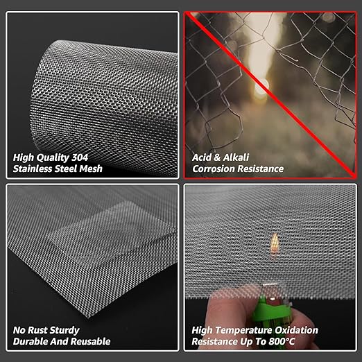 16x40 Inch Wire Mesh Roll, 20 Mesh Stainless Steel Mesh, Never Rust Sturdy - Image 3