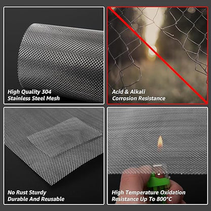 16x40 Inch Wire Mesh Roll, 20 Mesh Stainless Steel Mesh, Never Rust Sturdy - Image 3