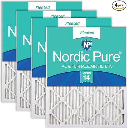 Nordic Pure 20x30x1 Pleated MERV 14 Air Filters 4 Pack by NordicPure