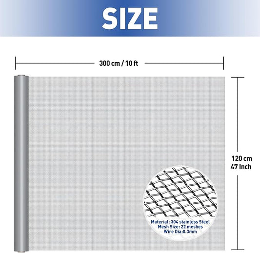 MAGZO 304 Stainless Steel Mesh Screen Roll 47in x 10ft - Image 2
