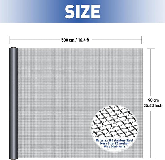 MAGZO 304 Stainless Steel Mesh Screen Roll 35in x 16ft - Image 2