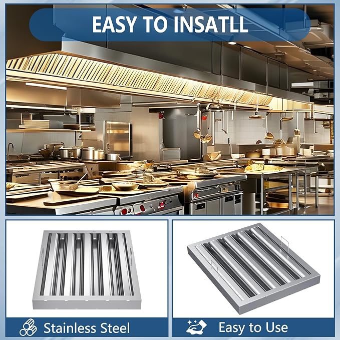 Stainless Steel Commercial Kitchen Hood Filter 19.5 W x 15.5 H Inch Range Hood - Image 5