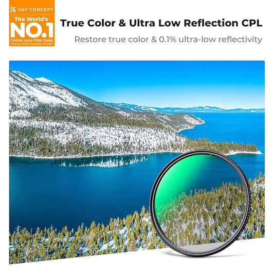 K&F CONCEPT 52mm True Color Ultra-Low Reflectivity CPL Filter Polarizer Lens - Image 2