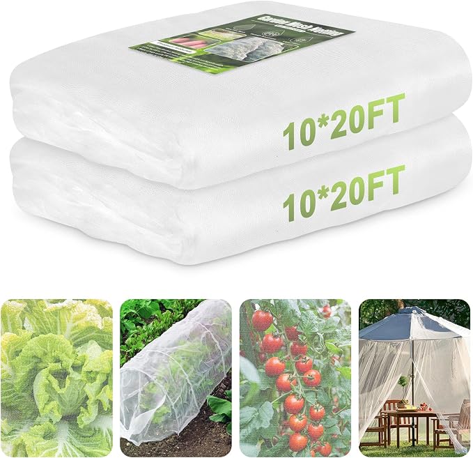 Garden Netting, 2 Pack 10x20Ft Ultra Fine Mesh Netting Pest Barrier Protection by RIFNY