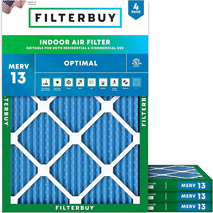 Filterbuy 21.5x23.5x1 Air Filter MERV 13 Optimal Smoke & Allergy Defense by Filterbuy