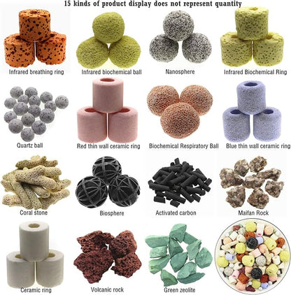 Aquarium Filter Media 15-in-1 Mineral Balls & Ceramic Rings - 1000g - Image 3