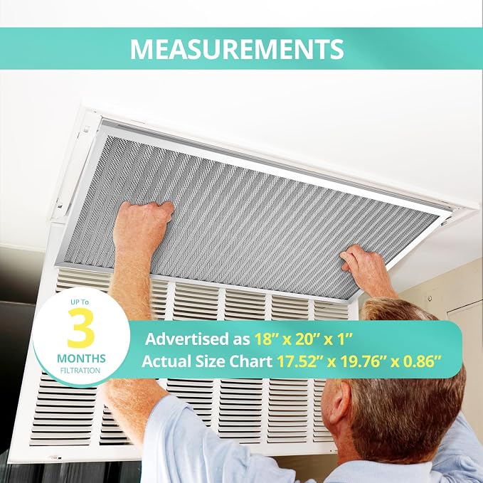 18x20x1 Electrostatic Air Filter, Washable & Reusable Aluminum AC/HVAC Furnace - Image 2