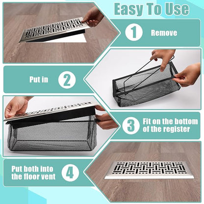 6PCS Floor Register Cover Trap 4"x12", Mesh Floor Vent Screen Net - Image 5
