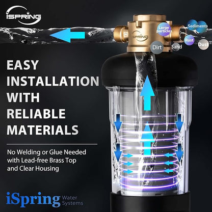 iSpring WSP50J Reusable Whole House Spin-Down Sediment Water Filter, Upgraded - Image 4