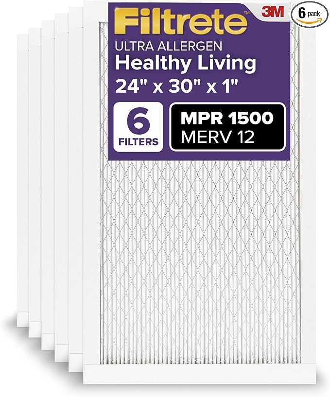Filtrete 24x30x1 AC Furnace Air Filter, MERV 12, MPR 1500, CERTIFIED asthma & by Filtrete