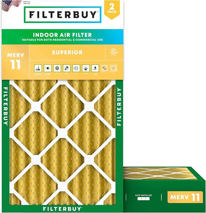 Filterbuy 14x25x4 Air Filter MERV 11 Superior Pet & Allergy Defense, by Filterbuy