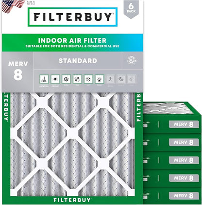 Filterbuy 24x30x2 Air Filter MERV 8 Essential Dust & Allergy Defense, by Filterbuy
