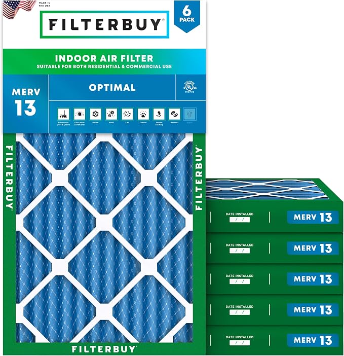 Filterbuy 14x24x2 Air Filter MERV 13 Optimal Smoke & Allergy Defense, by Filterbuy