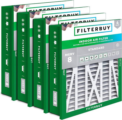 Filterbuy 20x25x5 Air Filter MERV 8 Essential Dust & Allergy Defense, by Filterbuy