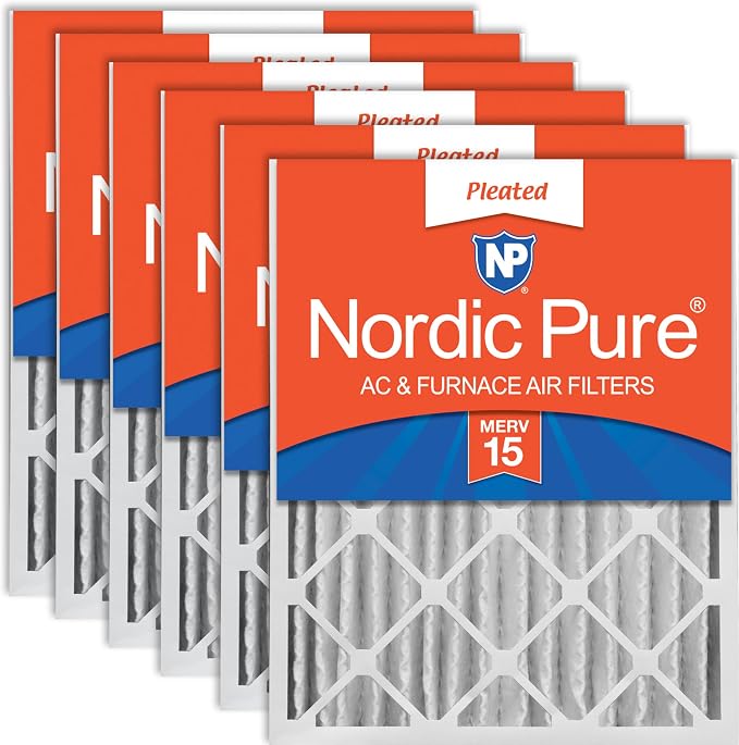 Nordic Pure 20x25x4 Pleated MERV 15 Air Filters 6 Pack by NordicPure