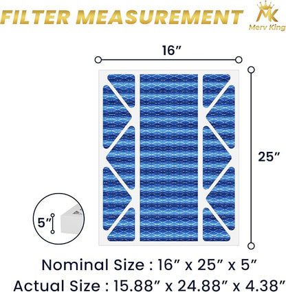 MervKing 16x25x5 Air Filter Actual Size: 15.88" x 24.88" x 4.38" MERV 11 MPR - Image 2