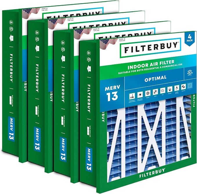 Filterbuy 20x25x5 Air Filter MERV 13 Optimal Smoke & Allergy Defense, by Filterbuy