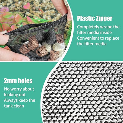 AQUANEAT 10pcs Aquarium Filter Media Bags, Fish Tank Coarse Mesh Bags - Image 3
