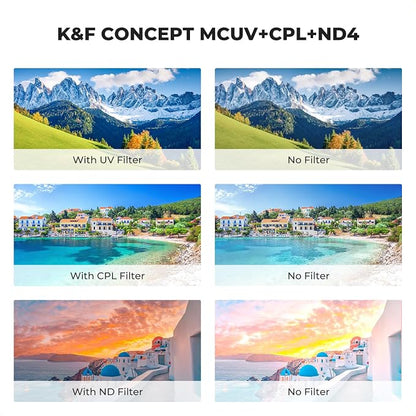 K&F CONCEPT 95mm UV/CPL/ND Lens Filter Kit-18 Multi-Layer Coatings, UV Filter + - Image 4