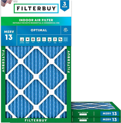 Filterbuy 17.13x26.25x1 Air Filter MERV 13 Optimal Smoke & Allergy Defense by Filterbuy