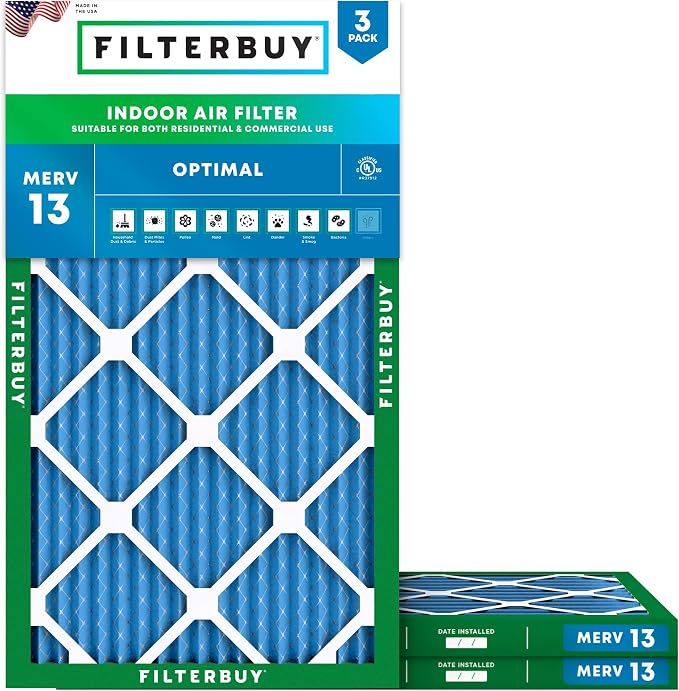 Filterbuy 10x24x1 Air Filter MERV 13 Optimal Smoke & Allergy Defense, by Filterbuy