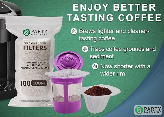 PARTY BARGAINS 300 Compact White Coffee Filter Liners – Disposable, Compatible - Image 5
