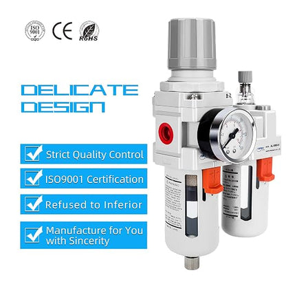 NANPU 1/2" NPT Compressed Air Filter Regulator Lubricator Combo Water/Oil Trap - Image 6