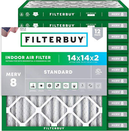 Filterbuy 14x14x2 Air Filter MERV 8 Essential Dust & Allergy Defense, by Filterbuy
