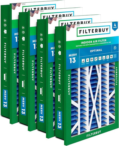 Filterbuy 16x25x5 Air Filter MERV 13 Optimal Smoke & Allergy Defense, by Filterbuy