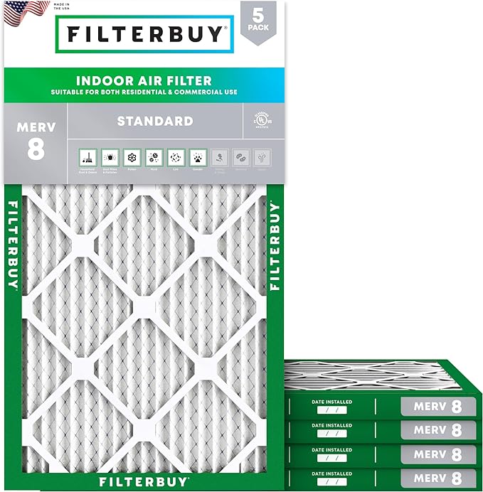 Filterbuy 11.25x23.25x1 Air Filter MERV 8 Essential Dust & Allergy Defense by Filterbuy