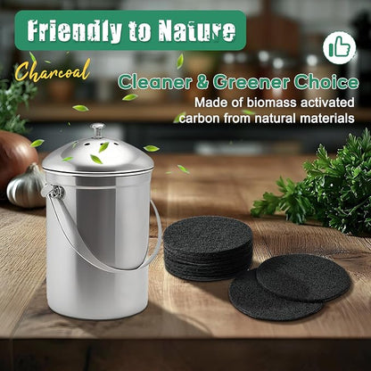 7.25 Inch Charcoal Filters for 10 Pack Kitchen Countertop Compost Bins - Image 5