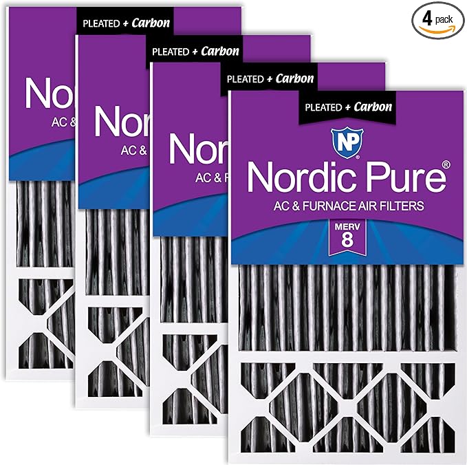Nordic Pure 16x25x5 Honeywell Replacement Air Filters MERV 8 Plus Carbon 4 Pack by NordicPure