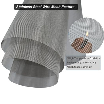 304 Stainless Steel Mesh 40Mesh, 15.7"x47.2" Metal Mesh Screen, Woven Fine Wire - Image 3