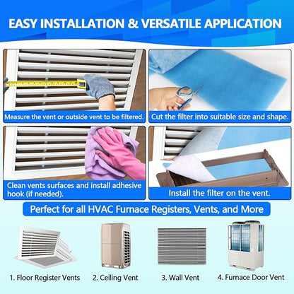 12" x120" Air Vent Filters, Cut to Fit Air Filter, MERV 8 Triple Vent Filter - Image 5