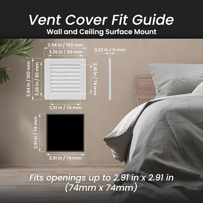 Repa Market 4 x 4 Inch White Square Air Vent Cover - Image 2
