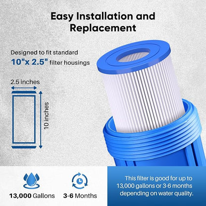 PUREPLUS 20 Micron 10"x2.5" Whole House Pleated Sediment Filter - Image 8