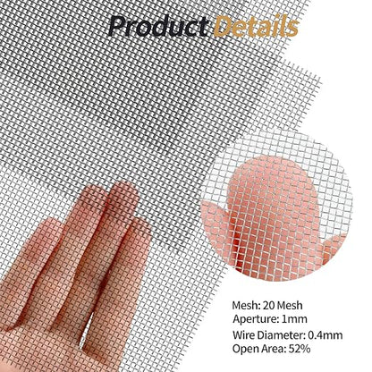 5 Pack 304 Wire Mesh Screen, 11.8"X8.2" Heat-Resisting Metal Mesh, 20 Mesh - Image 4