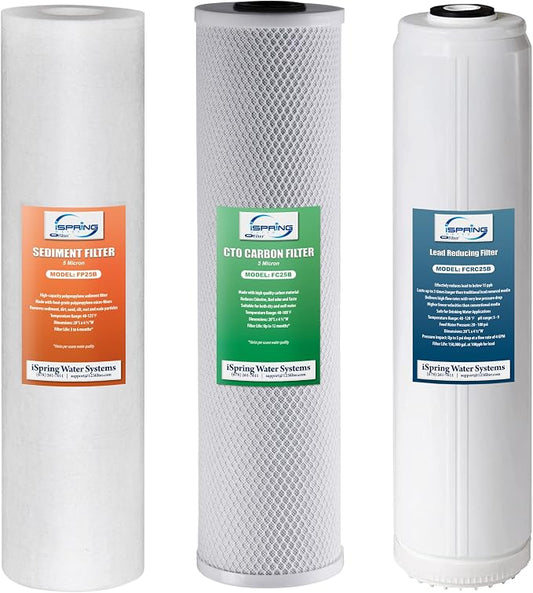 iSpring F3WGB32BPB 4.5” x 20” 3-Stage Whole House Water Filter Replacement Pack by iSpring