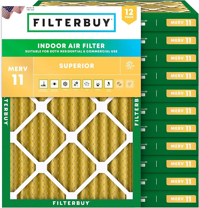 Filterbuy 24x30x2 Air Filter MERV 11 Superior Pet & Allergy Defense, by Filterbuy